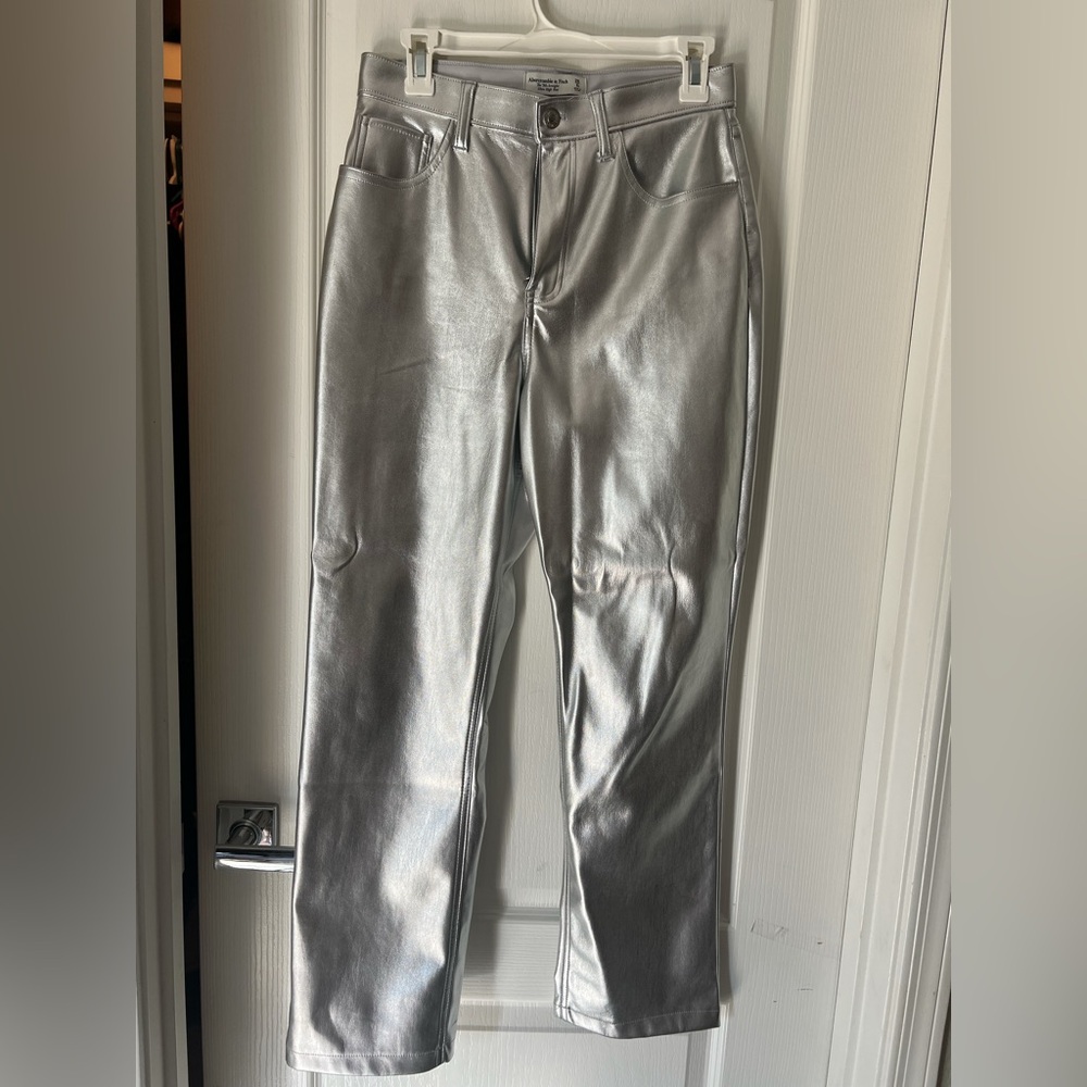 Abercrombie silver faux leather pants